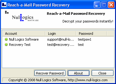 Reach-a-Mail Password Recovery screenshot